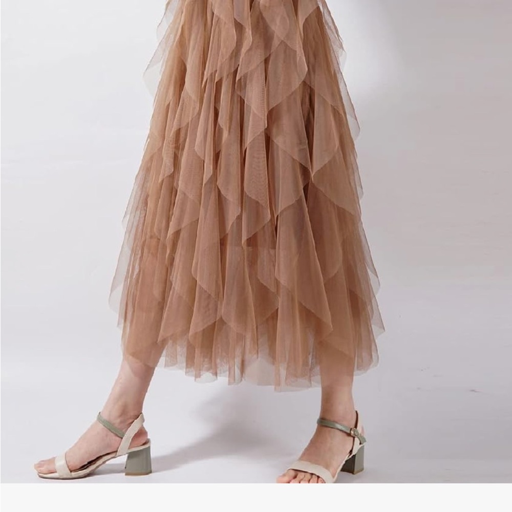 Amazon Copper Tiered High-Low Tulle Skirt
